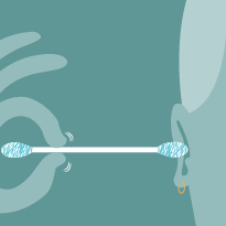 an illustration of a person inserting a q-tip into their ear