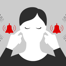 an illustration of a woman plugging her ears and blocking out disruptive noise