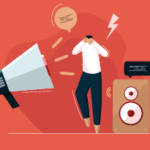 illustration of a person in pain from loud noise