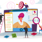 an illustration of tiny people working on a large computer monitor
