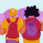 Illustration of couple traveling with hearing aids
