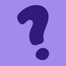 Illustration of a woman pondering something with purple question marks floating around her
