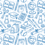 An illustration of school supplies