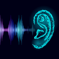 An illustration of sound waves entering a human ear