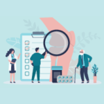An illustration of doctors inspecting a broken bone