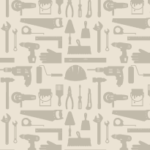 An illustration of power tools in a repeatable pattern