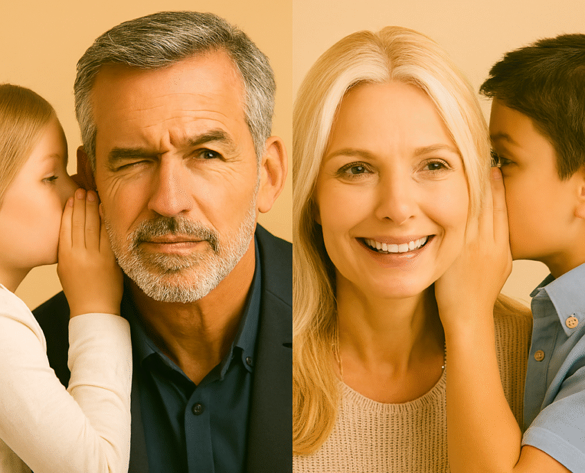 Children whispering in adults ears