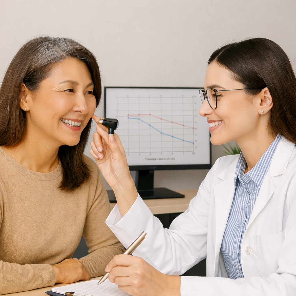 Tinnitus-Assesment-Audiologist-Assesing-a-Woman-2026 Tinnitus-Assesment-Audiologist-Assesing-a-Woman-2026