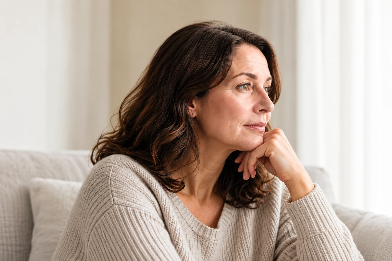 Thoughtful Woman in Soft Natural Light