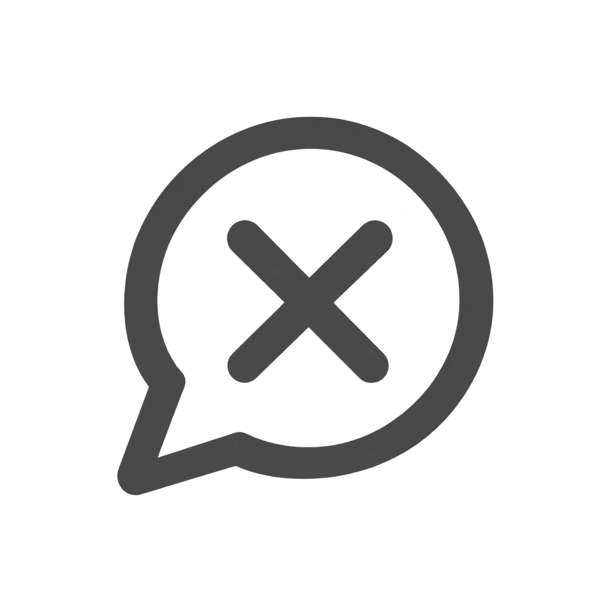 Speech bubble with an X