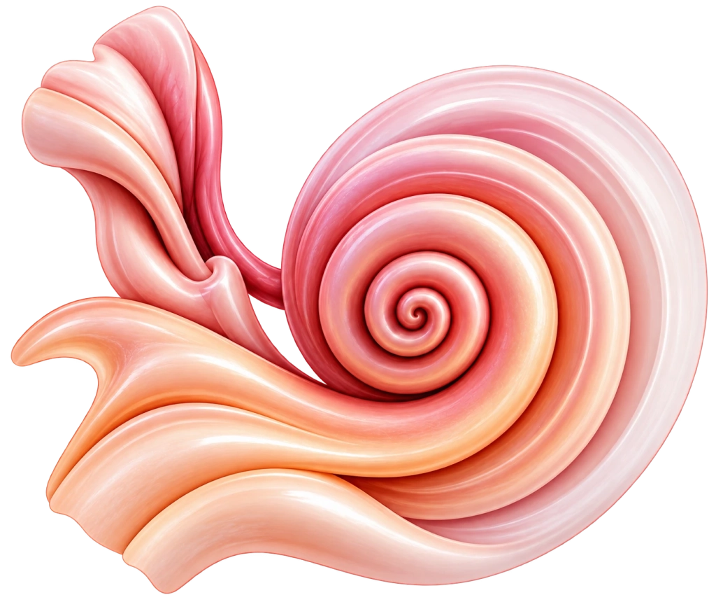 Glossy Pink Cochlea Inner Ear Anatomy
